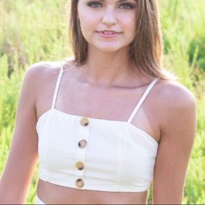 Cream Button Crop Top Vestique Size Small